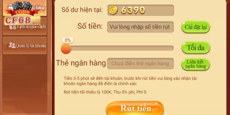 Chia sẻ quy trình rút tiền chuẩn tại Cf68