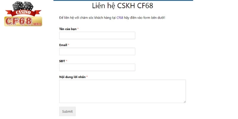 Các vấn đề cần liên hệ CF68 ngay lập tức